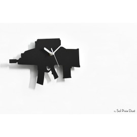 Military Rifle Silhouette Wall Clock - Automatic Weapon Clock - Army Wall Decor - Gift for Him - Father's Day Gift Idea - Military Gift