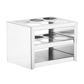 PATIKIL 6 Holes Test Tube Rack, 30mm Round Hole 304 Stainless Steel Test Tube Holder Stand Suitable for 50ml Test Tube for Laboratory Scientific Experiments, Silver Tone