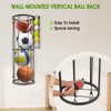 Isamant Garage Ball Storage Rack, Wall-Mounted Vertical Basketball Holder Comes