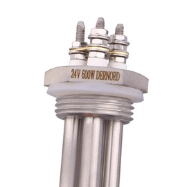 DERNORD 24V 600W DC Submersible Water Heater Element Stainless Steel Heating Element with 1 Inch BSP Thread Fitting Double U Type