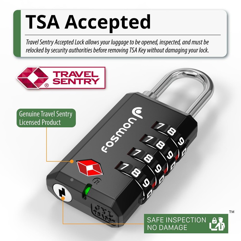 Fosmon TSA Approved Locks for Luggage/ Suitcase with Open Alert
