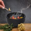 MaMeMi Round Soapstone Incense Bowl in Black [Fireproof Diameter 10