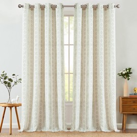 jinchan Boho Curtains Linen Curtains for Living Room Sage Green on Beige Farmhouse Curtains 120 Inches Long 2 Panels Geometric Striped Patterned Extra Long Curtains Mudcloth Light Filtering Bedroom