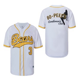 Men's Bo Peeps Gentleman's Club #3 Bad News Bears Chico's Bail Bonds Movie Baseball Jersey Stitched Size S White