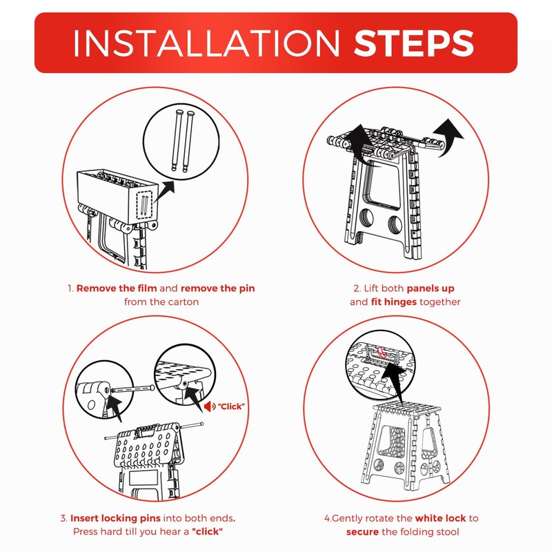 ACKO Folding Step Stool Foldable 17.5 Inch 400 lbs Capacity,