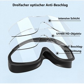 shixuanzhi Microfibre Safety Goggles, Swimming Goggles, Diving Glasses with Ear Plugs, Mirrored Swimming Goggles No Leaking, Anti, Fog UV, Protection 180 Degrees (Black)