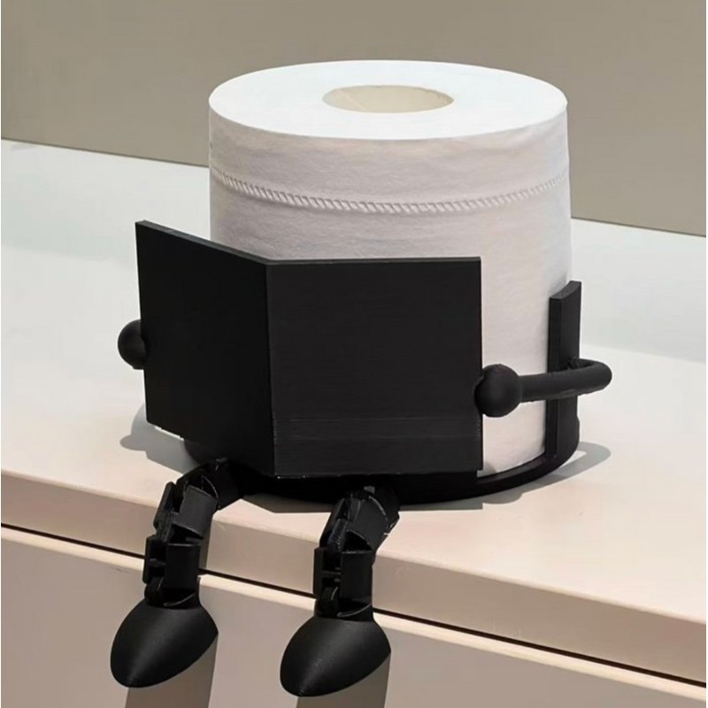 3D Printed Sitting Figure Toilet Paper Holder - Decorative No-Drill
