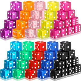 Seenelling 100 Piece 19 mm Casino Style Craps Dice Sets Acrylic and Translucent D6 Dice, Square W/Rounded Edge for Casino, Craps, Table Games and Board Games (Multicolor)