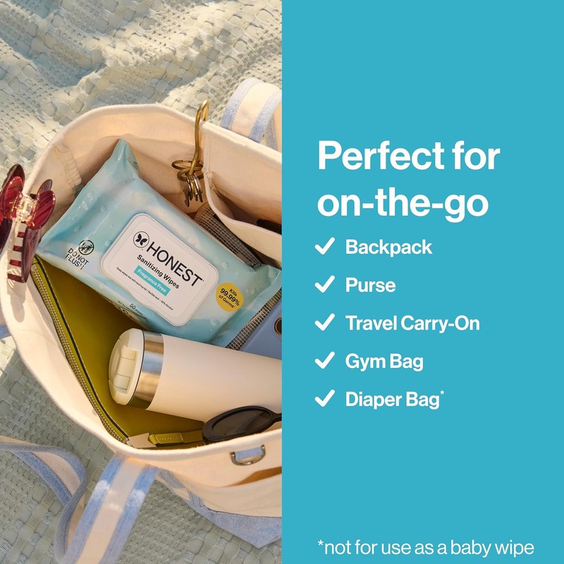 The Honest Company Fragrance-Free Sanitizing Alcohol Wipes, Antibacterial with Aloe,