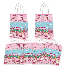 Leifyson 20pcs birthday decorations Pink Paper Gift Bags for Birthday Party Wedding Baby Party Supplies Party Favors-red