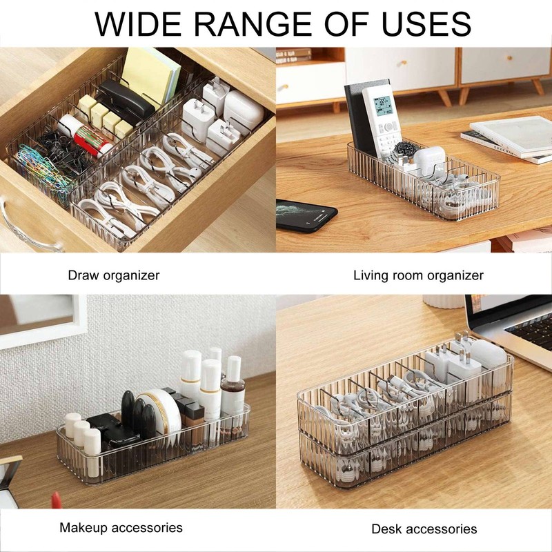 2pcs Cable Management Box with 20 Wire Ties Stackable Clear