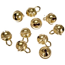 Rayher Metallglöckchen kugelförmig, gold, 9 mm ø, Beutel 10 Stück, Schellen, Weihnachtsglöckchen, Deko Glöckchen, Glöckchen zum Basteln, 2503006