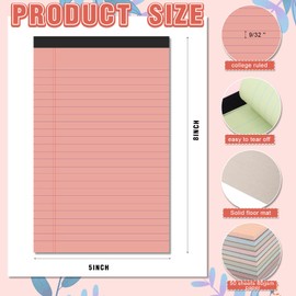 Lincia 24 Pcs 5" x 8" Colored Note Pads Small Legal Pads Narrow Ruled Writing Notepads 50 Sheets Per Micro Paper Notebook Lined and Perforated for College Office Supplies (Earthy Colors)
