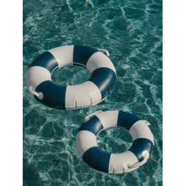 Business & Pleasure Co. Classic Pool Float - Vintage Inflatable Pool Ring for Kids - Boathouse Navy - S/M