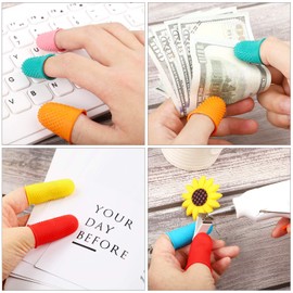 32 Pieces Rubber Finger Pads Tips Silicone Hot Finger Protectors Thimble Office Cover with Assorted Sizes for Counting Collating Sorting Task Hot Glue Sewing Office Supplies