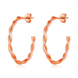 Philip Jones Rose Gold Plated 30mm Twisted Hoop Earrings