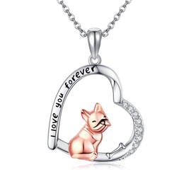 MONGAS French Bulldog Necklace Sterling Silver Bulldog Pendant Jewelry Dog Gifts for Women Bulldog Lovers