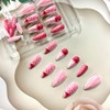LOPMNGHT Almond Tip Press on Nails Long Length Pink Fish