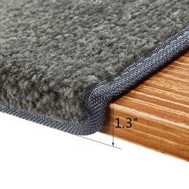 Patavin Carpet Stair Treads – Non-Slip Bullnose Carpet for Stairs – Indoor Stair Pads – Self-Adhesive – Skid Resistant & Washable – 14- Pack Grey 10" x 30"x 1.3"