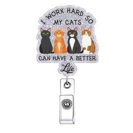 Cute Cat Retractable Badge Reel for Nurse Funny Animal Nursing Medical Badge Holder RN LPN CNA Badge Clip ID Card Nurse Accessories for Work