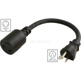 AC WORKS [S520L520-012] 1FT NEMA 5-20P 20Amp 125Volt Plug to Locking 20Amp L5-20R Female Connector Adapter Cord