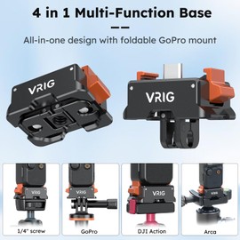 VRIG 4in1 Charging Adapter Base Mount for DJI Osmo Pocket 3, Aluminum Alloy Stand with Type-C Charging Port,Pocket 3 Accessories Quick Release Expansion Adapter Mount