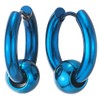 Stainless Steel Blue Circle Beads Huggie Hinged Hoop Earrings for