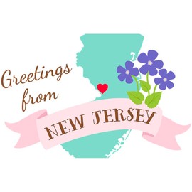 CafePress New Jersey State Outline Violet Flower Greetings 24"x13" Large Weekender Tote