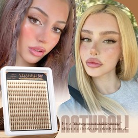 Brown Lash Clusters Natural Invisible Band Eyelash Clusters Spiky Dark Brown Eyelash Extension 240pcs 8-16mm Wispy Cluster Eyelash Extensions C Curly DIY Individual Lash Extension