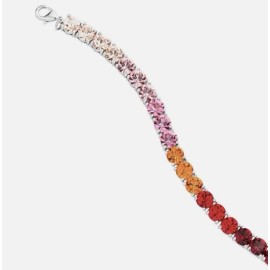 Park Lane SUNSET Ombre  Impression Tennis CZ Bracelet Red Orange Pink Silver Ltd