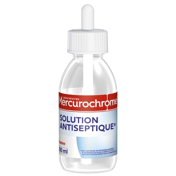 MERCUROCHROME - Colourless Antiseptic Solution - Skin Hygiene - Alcohol Free and Non Irritant - 100 ml