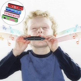 Children's Harmonica, Pack of 4 Harmonica, Wooden Harmonica, 16 Holes Diatonic Harmonica, Harmonica Toy, for Beginners / Professionals, Toy Gifts for Children (Style 2)