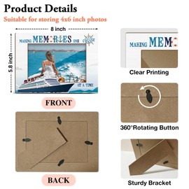 Making Memories One Cruise Picture Frame, Cruise Themed Photo Frame for Friends Family Couple, 4x6 Wooden Picture Frames Gifts for Travel Honeymoon Vacation, Home Office Shelf Table Decor -006