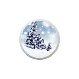 CIRCLE ASSET#4 byLCC Light Blue with Snowfall and Evergreen Trees DECORATIVE Ceramic Dresser Drawer PULLS Cabinet Cupboard KNOBS