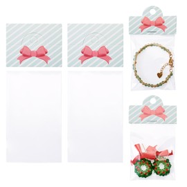 KISSITTY OPP Cellophane Bags 100pcs 2.3x3.9 Inches Small Jewelry Wedding Party Favor Storage Bags with Aqua Color Header Cards for Earring Hair Clips Small Presents Bracelets Packaging