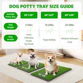 Portable Dog Grass Pad with Tray 20''x30'': Dog Litter Box with Artificial Grass Patch Bathroom Mat & Washable Pee Pad for Puppy Potty Training, Pet Loo Indoor Outdoor Use for Patio Balcony Apartment
