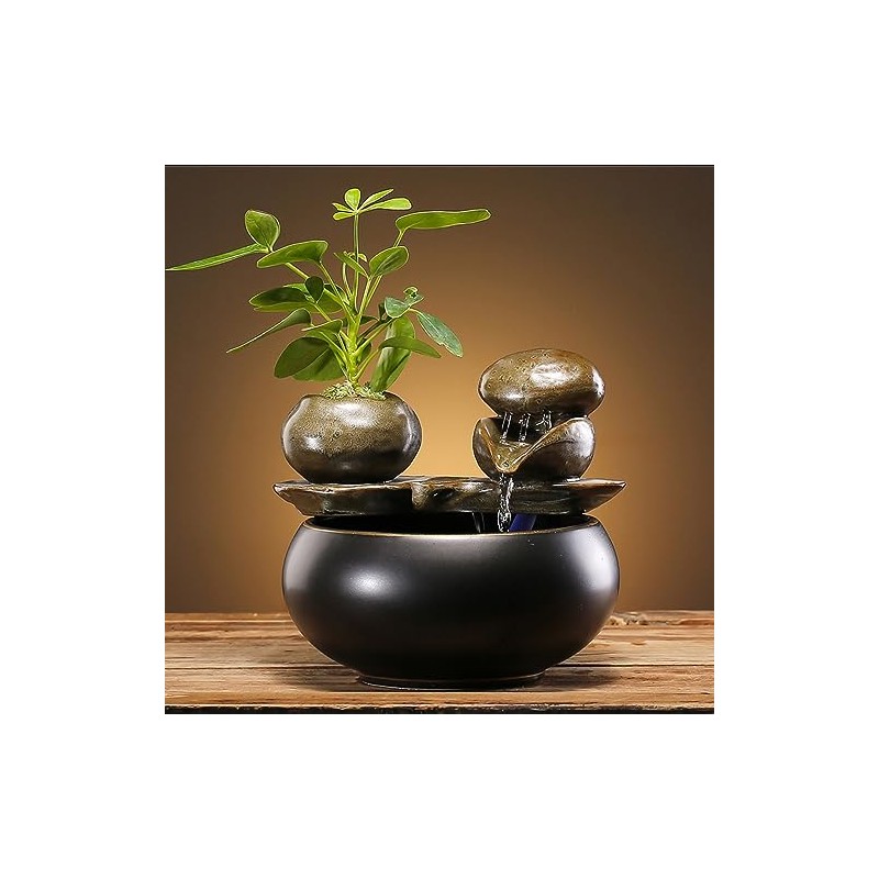 Ceramic Tabletop Fountain for Indoor and Home Decoration Table Desk