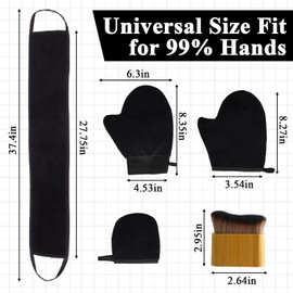 Back Tanning Applicator, 3 in 1 Self Tanner Kit, Self Tanning Mitt, Soft and Skin-Friendly, Reusable and Washable for Women, Girls and Men (Black)
