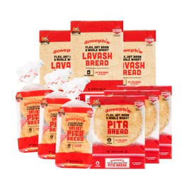 Joseph's Combo Value Pack, Flax, Oat Bran & Whole Wheat, Low Carb Pita Bread, Lavash Bread, and MINI Pita, Fresh Baked (3 Packs Each, 9 Packages Total)