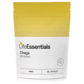 Life Essentials Chaga Mushroom Extract 400mg - High Strength Immune Support Supplement - 60 Capsules - Natural Antioxidant Chaga Supplement for Wellness & Vitality