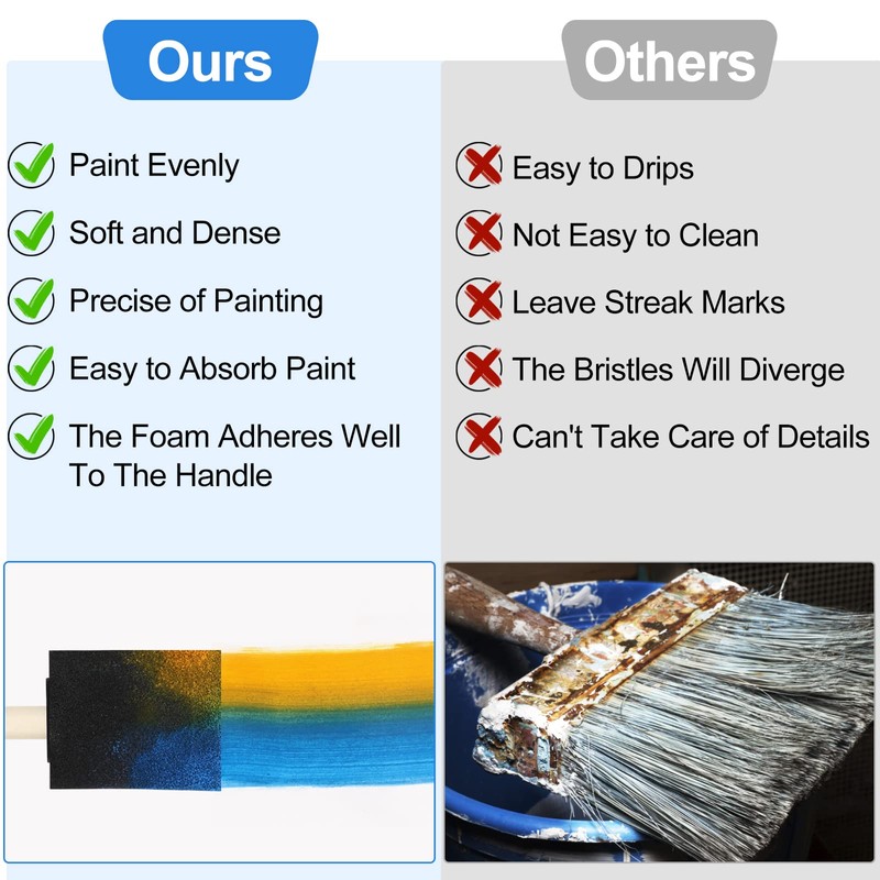 20 Pcs Foam Paint Brushes, 2 Inch Wood Handle Sponge