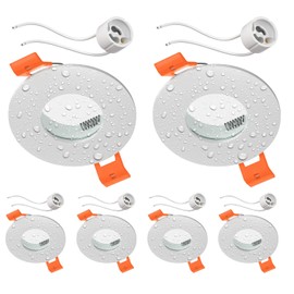 ledscom.de ERID Bathroom Ceiling Mounting Frames for Wet Rooms IP44 Round Matte White GU10 / MR16 / GU5.3 / 50 mm with GU10 Socket Pack of 6