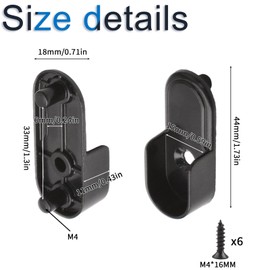 INCREWAY Oval Closet Rod Supports，6PCS Wardrobe Bracket Zinc Alloy Closet Rod Holders Wall Mounted Wardrobe Pipe Flange Bracket Curtain Pole End Supports, Black