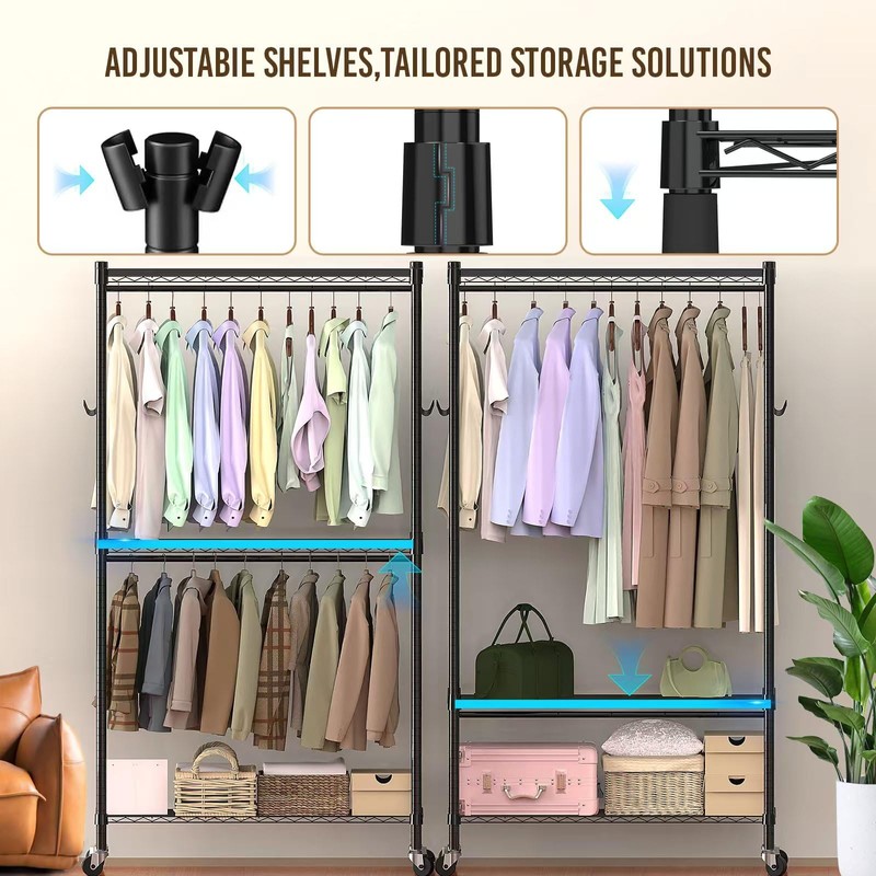 Orchidleaf Heavy Duty Clothes Rack with Wheels,Garment Rack for Hanging