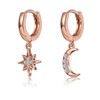 Womens Moon Star Dangle Small Hoop Cubic Zirconia Earrings Girls