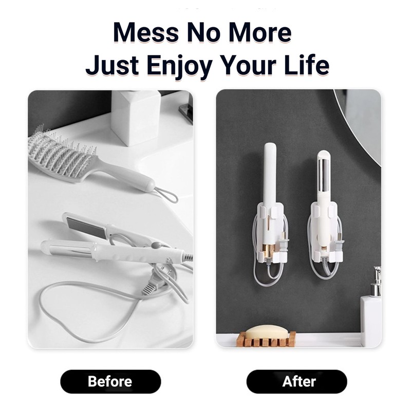 Wall Mounted Curling Iron and Hot Tool Organizer: Hair Dryer,