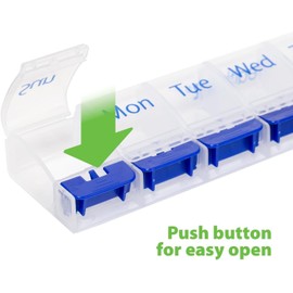 EZ Open Push Button Pill Box Organizer - 7 Day - Large
