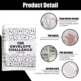 100 Envelope Saving Challenge, A5 Fun Money Saving Book, 5050 Euro Saving Challenge, Budget Planner's Money Saving Folder for Reserve Fund, Planning or Emergencies