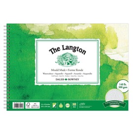 Daler-Rowney The Langton Watercolour Paper, Cold Pressed, 300 gsm, 140lb, Spiral Pad, 14 x 10in - 35.6 x 25.4 cm, Natural White, 12 Sheets