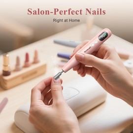 Cordless Nail Drill Professional, Electric Nail File Wireless for Gel Acrylic Dip Powder, Portable Nail Drill Tool for Women, Rechargeable Gel Polish Remover, Manicure Pedicure Polishing Set(Pink)